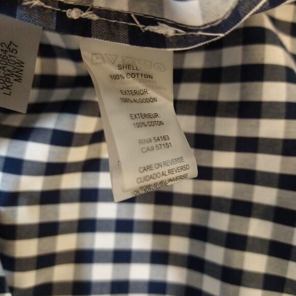 E Karl Lagerfeld Blue White Gingham Plaid Cottage Embroidered Top Shirt NWT S - Picture 7 of 9